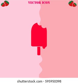 Ice Cream vector  icon. Strawberry Background.