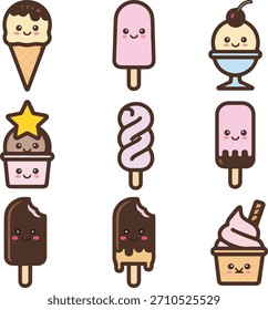 Ice cream vector icons for designs.