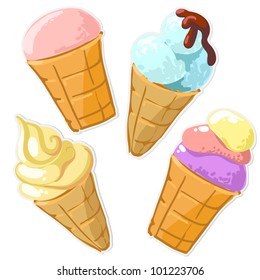 Ice cream ??ollection of vector illustration