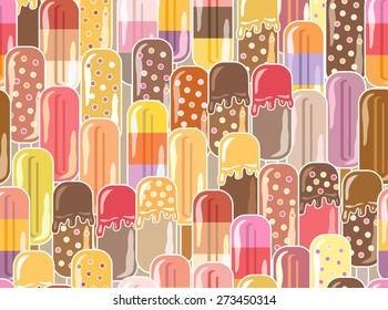 Ice cream vector illustration. Abstract seamless pattern. Kids wallpaper. Funky background. Summer food backdrop.