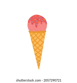 Ice cream vector illustration. Ice cream in a bright cartoon style, isolated on a white background. Cute doodle-style vector illustration for product design.