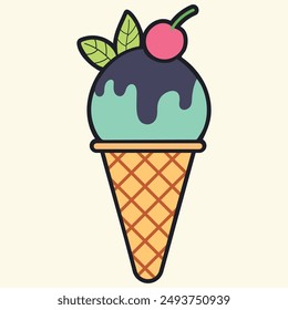 Ice cream vector illustration in cartoon hand draw style