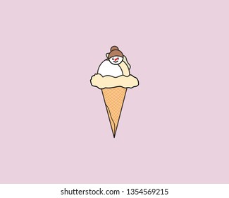 Ice cream vector illustration. Character in cartoon style illustration - Vector
