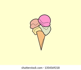 Ice cream vector illustration. Character in cartoon style illustration - Vector