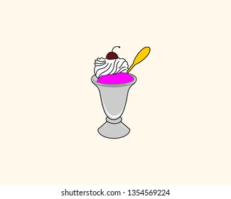 Ice cream vector illustration. Character in cartoon style illustration - Vector
