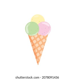 Ice cream vector illustration, ice cream cone