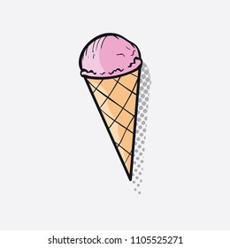 Ice cream in vector Illustration. Cookie element for cafe and pastry 