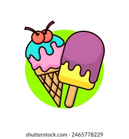 Ice Cream Vector Illustration. Ice cream delicious cartoon