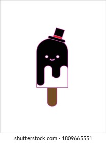 Ice cream vector illustration design in black and white in magic hat
