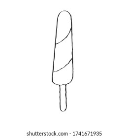 Eiscreme Vector-Illustration im Doodle-Stil, isoliert auf weißem Hintergrund, zum Färben von Büchern und Scrapbooking
