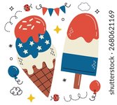 Ice Cream Vector Illustration. Flat Minimal Design. Editable Illustration for Web, Mobile, Print