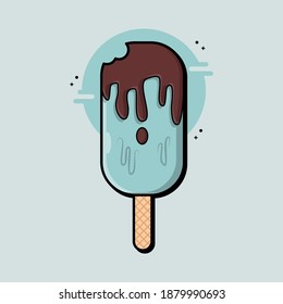 Vector de crema de hielo Ilustración, diseño de alimentos planos aislados