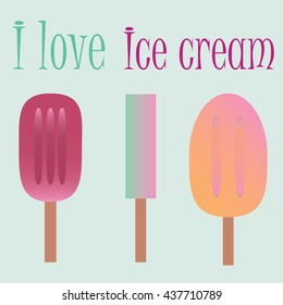 Ice cream vector. Ice cream illustration. Ice cream flat. Ice cream set. Ice cream isolated.
Set of ice cream icons in flat style. Ice cream on a stick. 