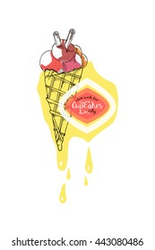 Ice cream. Vector illustration. Food art. Sweets and candy store.