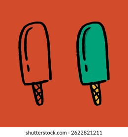 Ice cream vector illustration. ice cream hand-drawn illustration. Vector flat outline icon.