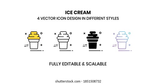 Ice Cream vector illustration icons in different styles