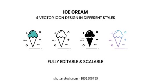 Ice Cream vector illustration icons in different styles