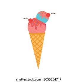 Ice cream vector illustration. Vector illustrations of ice cream, bright cartoon-style illustrations isolated on white. Cute doodle style illustration for product design.