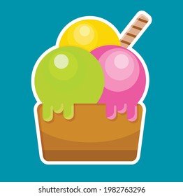 ilustración vectorial de helado aislada en azul