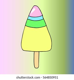 Ice cream.Ice cream vector illustration isolated. restaurant menu design element. Printing, drink, icon, logo, poster, postcard, art, object, dinner. Appetizing food image. Eps10. Doodle's Style.