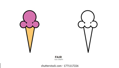 Ice cream vector illustration lineal color and filled design