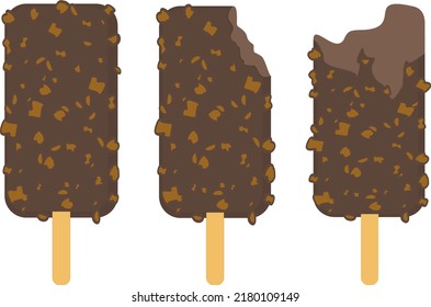 Ice cream vector illustration. Ice cream lolly. Chocolate. With nuts.