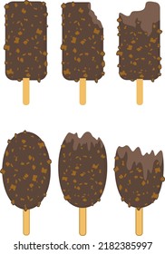 Ice cream vector illustration. Ice cream lolly. Chocolate. With nuts.