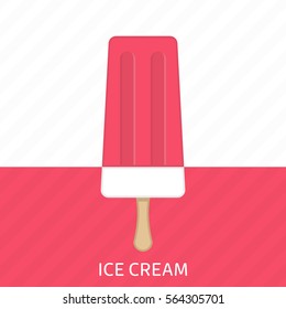 Ice Cream vector illustration in modern flat style. Icon appetizing tasty ice-cream fruit ice. Food concept for design on shirts print, poster, card, stickers. EPS 10.