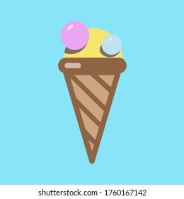 Ice cream vector illustration on a blue background.