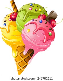 Ice Cream. Vector illustration on white background.