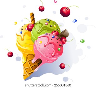 Ice Cream. Vector illustration on white background.