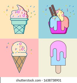 ice cream vector illustration pastel color