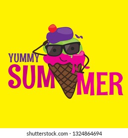 Ice cream in vector illustration, print