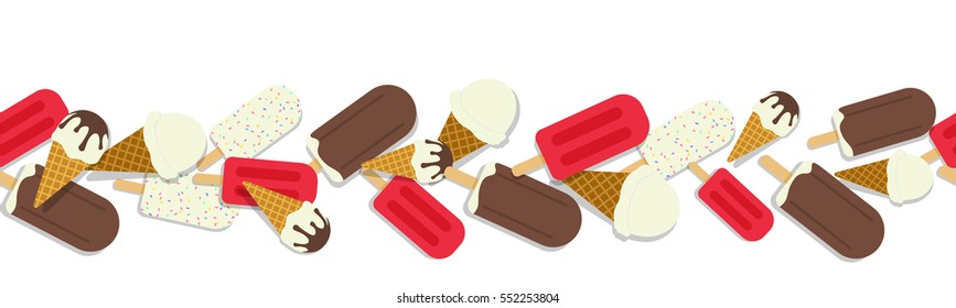 Ice cream vector illustration seamless ornament template