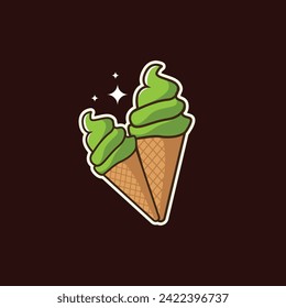 Ice cream vector illustration set isolated on brown background. With chocolate flavor. Suitable for stickers or printed on t-shirts