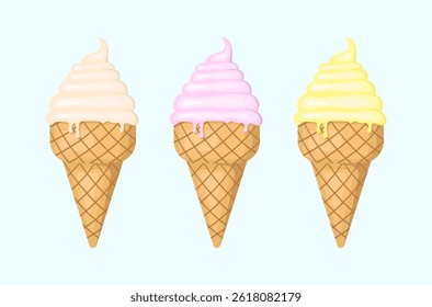 Ice cream vector illustration set.