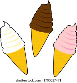 Ice cream vector illustration, soft ice cream . 