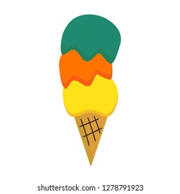 Ice Cream Vector Illustration Strawberry Chocolate Lemon Sweet Dessert Cone