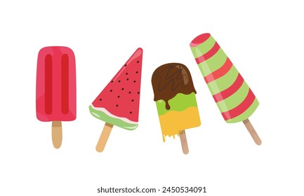 Ice cream vector illustration. Summer element. Hello summer concept. Cartoon flat vector isolated on white background.