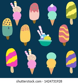 Ice cream vector illustrations, perfect to use on the web, or in print, as standalone icons.