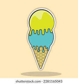 Ice cream vector image, ice cream cone, dessert, clipart, vector, icon.