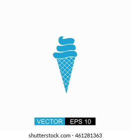 Ice cream vector. Isolated blue icon on white background.