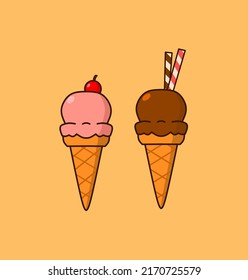 Vector de helado aislado en fondo marrón claro 