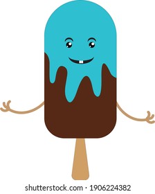 Ice cream vector and kawaii face