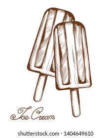 Ice cream Vector line art. Delicious summer sweets illustration