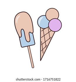 Icono de línea vectorial de helado. Ice ilustración del contorno de la crema de hielo.