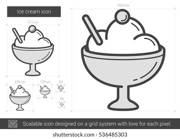 Ice cream vector line icon isolated on white background. Ice cream line icon for infographic, website or app. Scalable icon designed on a grid system.