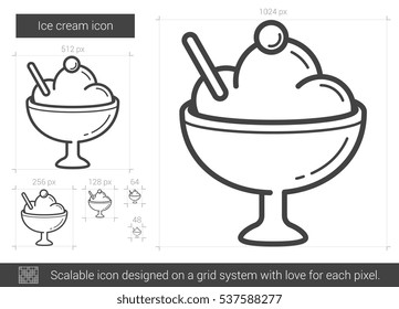 Ice cream vector line icon isolated on white background. Ice cream line icon for infographic, website or app. Scalable icon designed on a grid system.