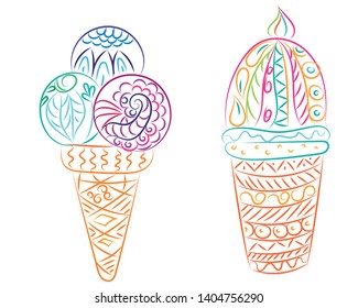 ice cream vector line patterns logo
