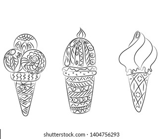 ice cream vector line patterns logo